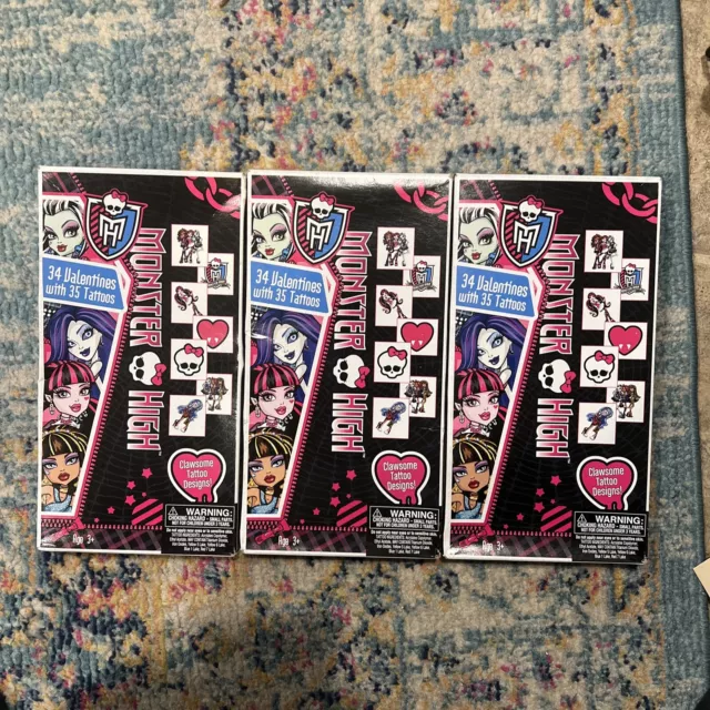 Monster High Valentine Day Cards 34 Valentines And 35 Tattoos New in Box 2012