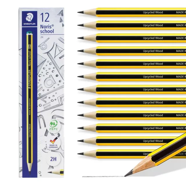12 2H Pencils Staedtler Noris Office School Craft Art Drawing Break-Resistant UK