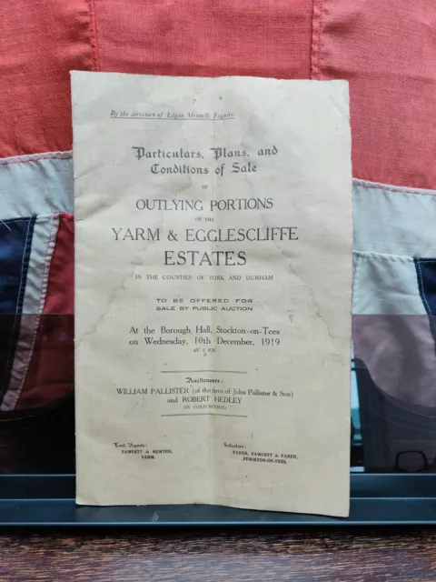 Yarm Eaglescliffe Estate Auction Catalogue Yorkshire Cleveland 1919