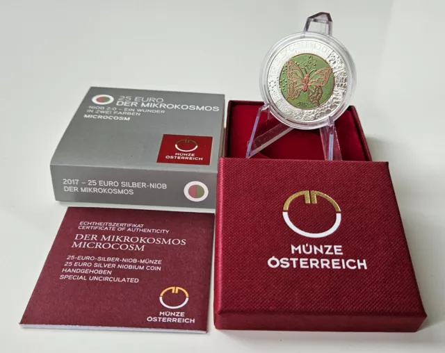 25 Euro Österreich 2017 - Der Mikrokosmos - Niob Silber - OVP komplett