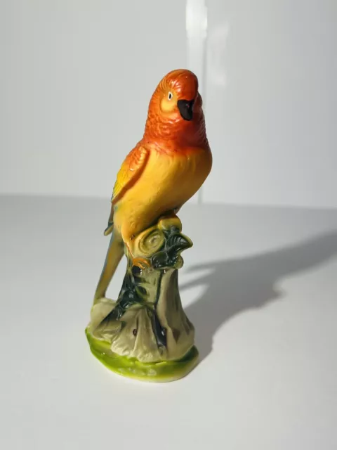 Vintage Ceramic Bird Parakeet Figurine Made In Japan