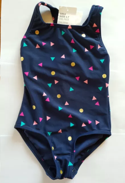 BNWT Size 1 Target Baby Girls Racer Back Swimmers Swimwear Navy Blue Bathers