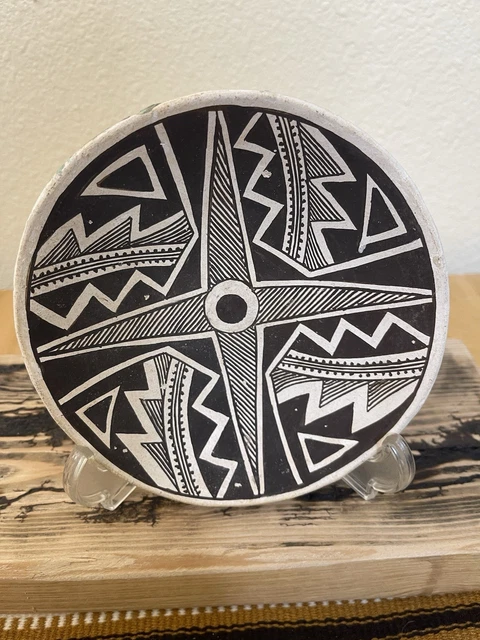 NATIVE AMERICAN ACOMA Pueblo New Mexico Pottery Plate Platter Hand Made ...
