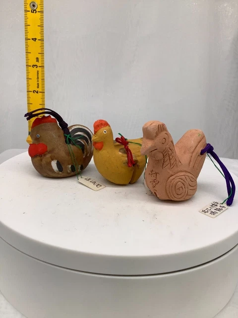 Santuario di pollo di antiquariato asiatico Dorei in ceramica con campana...