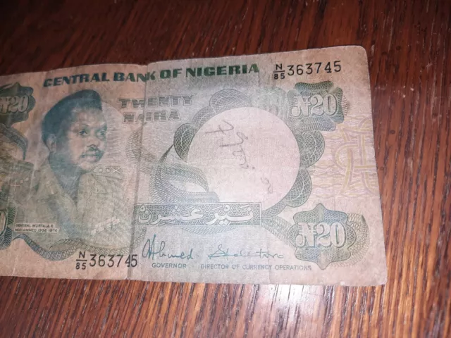 1977 N20 Naira Central Bank of Nigeria Old BankNote Currency 2