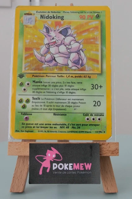 NIDOKING HOLO 11/102 - EDITION 1 - SET DE BASE - ETAT MOYEN - Carte Pokémon FR🌿