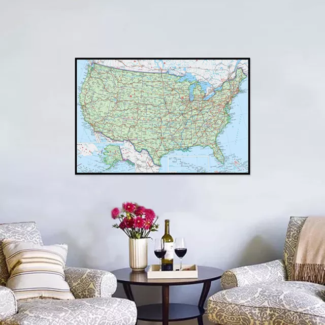 Map of the United States Administrative Chinese Art Poster Print Home Decoration