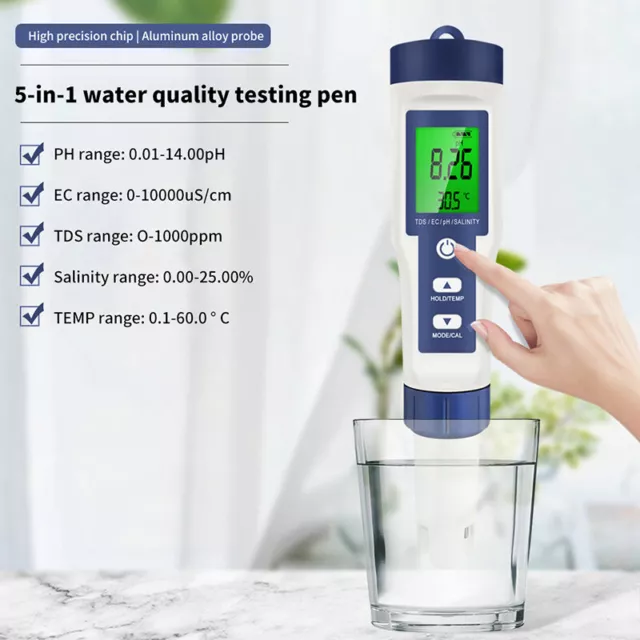 Wifi Digital Water Quality Tester 6 in 1 Water Analyzer PH/TDS/EC