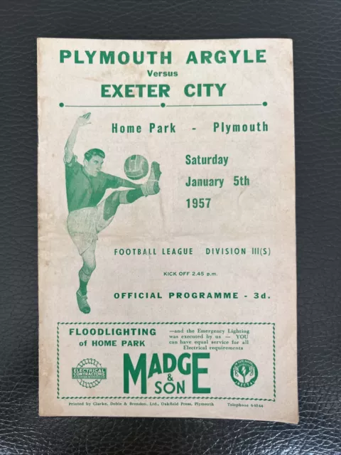 5.1.1957. Plymouth Argyle v Exeter City (Div 3 South).