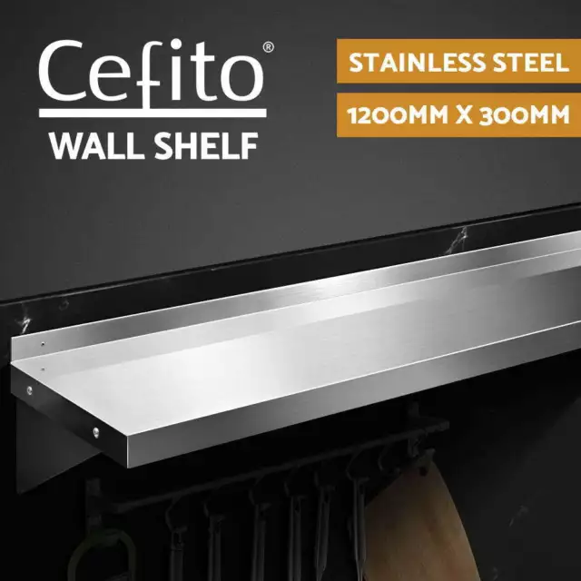 Cefito Stainless Steel Kitchen Wall Shelf Mounted Rack Storage Display Shelves