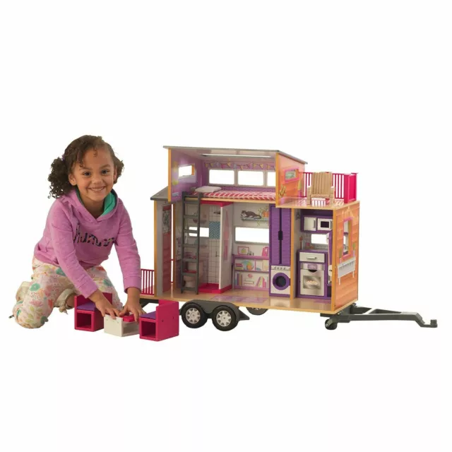 KidKraft Maison de Poupée en Bois Kayla incluant Accessoires et Mobilier, 3  Étages de Jeu pour Poupées 30 cm, Jouet Enfant dès 3 Ans, 65092