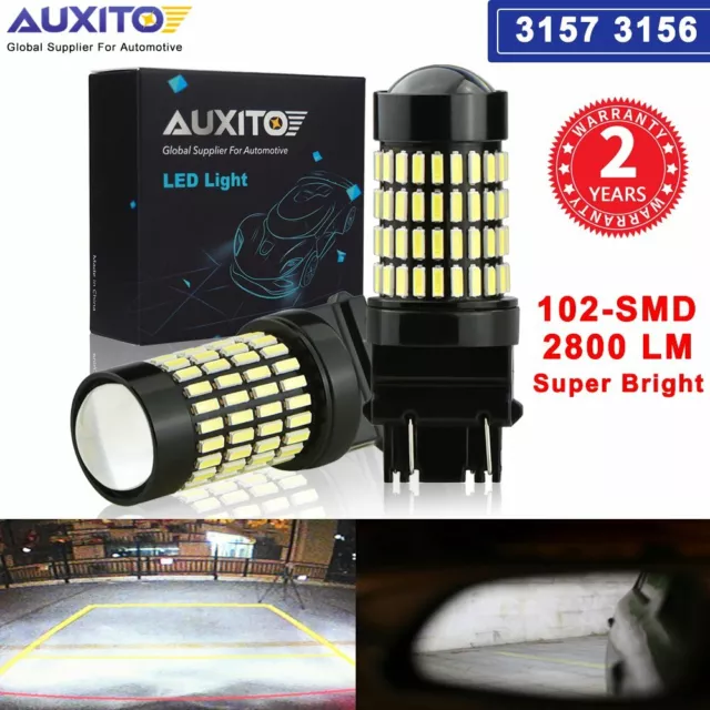 AUXITO 2X 3157 3156 102 SMD 2800 Lumens White Backup Reverse LED Light Bulbs