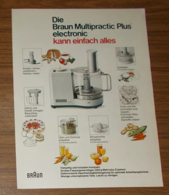 Seltene Werbung BRAUN MULTIPRACTIC PLUS ELECTRONIC Küchenmaschine 1985