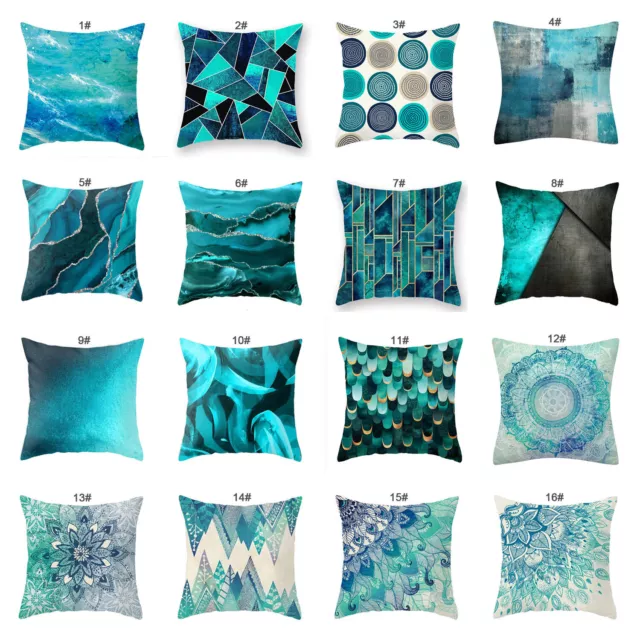 Aqua Turquoise Blue Cushion Cover Teal Abstract Home Decor Cushion Cover AUstock