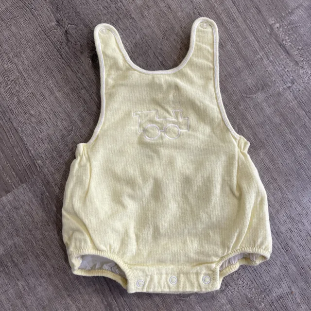 Vintage Carter's Baby Outfit Romper Summer Size 1.5 Years Yellow Train Boy