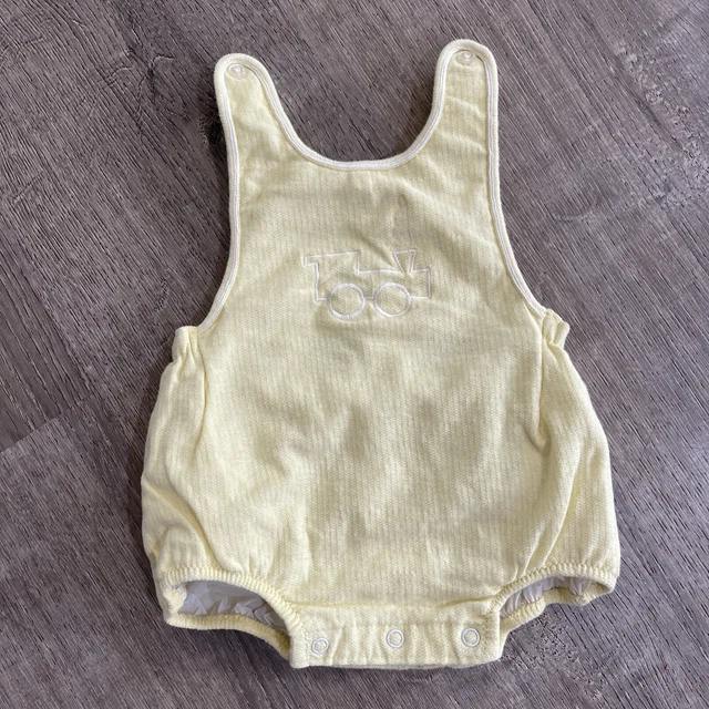 Vintage Carter's Baby Outfit Romper Summer Size 1.5 Years Yellow Train Boy