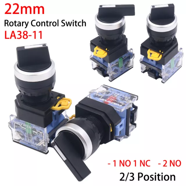 22mm LA38-11 Rotary Control Switch 2/3 Position Panel Mount Changeover Selector