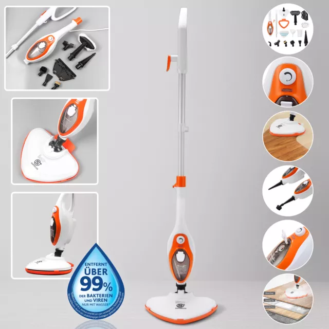 12-in-1 Steam Mop Floor Cleaner Upright & Handheld Steamer Carpet Window 1500W