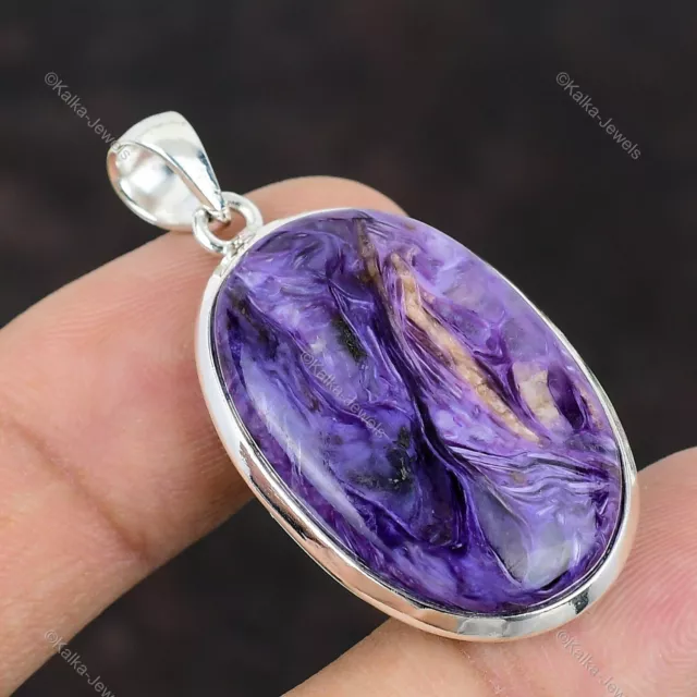 Gift For Women Pendant 925 Sterling Silver Natural Russian Charoite Gemstone