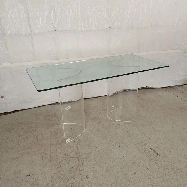 Tavolo trasparente - Base in plexiglass e piano in vetro spesso 1,5 cm - Italia