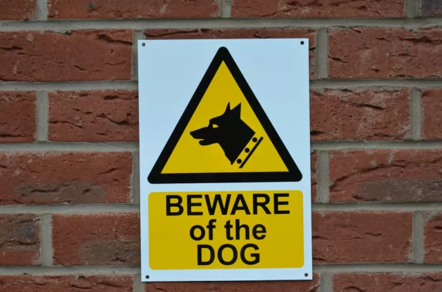 BEWARE OF THE DOG A4 pre-drilled plastic sign warning caution guard dog pet
