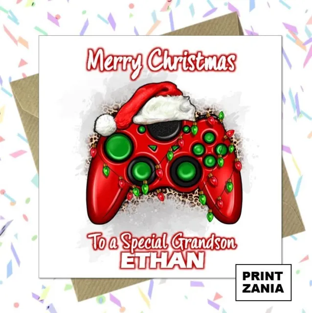 Personalised Boys Gamer Christmas Card XBOX Son Grandson Nephew Brother ZGT