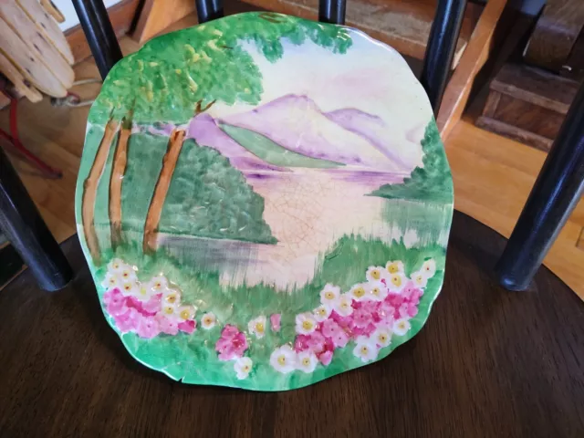 Royal Winton Grimwades Lakeland Regg. No. 810588 Lifted 9" Platter Hand Painted