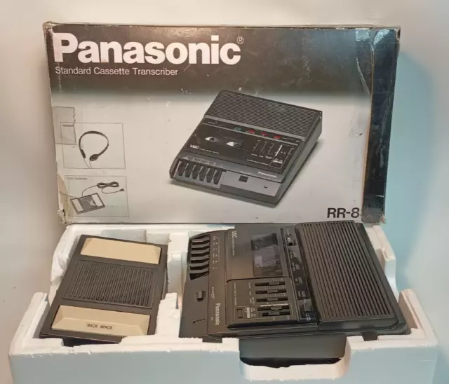 Panasonic RR-830 VSC Cassette Transcriber Recorder Tested W/ Foot Pedal Tested