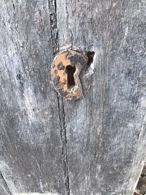 Antique Oak ledged and braced Door With Original Strap Hinges. 6
