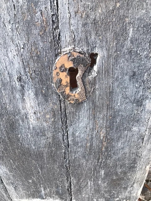 Antique Oak ledged and braced Door With Original Strap Hinges. 6