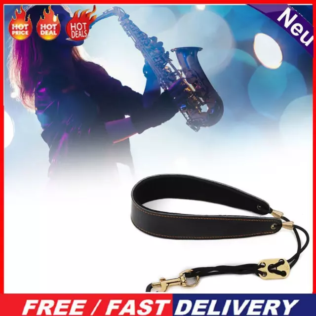 Adjustable Saxophone Neck Strap with Hook Soft Leather Padded Sax Strap