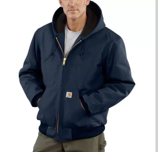 Carhartt Men Quilted Flannel Lined Duck Jacket J140 Dark Navy Blue 3XL Tall
