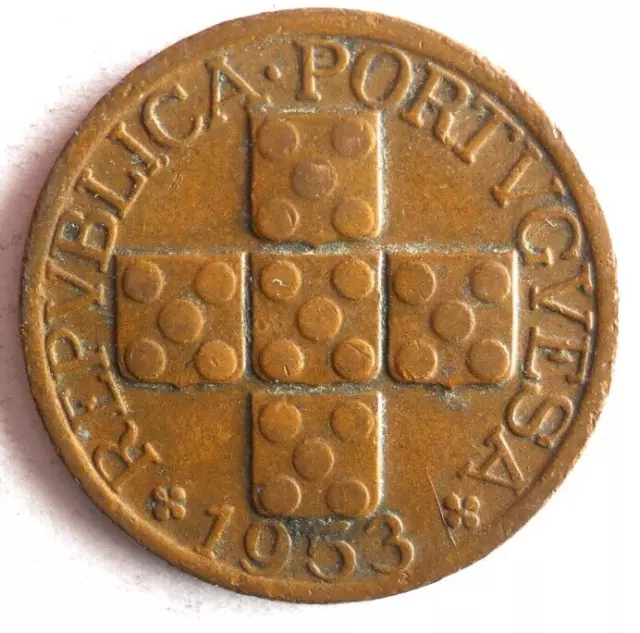 1953 PORTUGAL 20 CENTAVOS - Excellent Coin - FREE SHIP - Vintage Bin #27