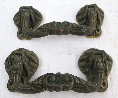 Pair Antique Brass Handles Hardware approx 2 lbs