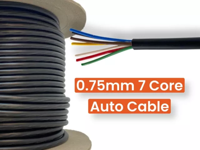 7 Core Automotive Cable - 0.75mm² Wire Thinwall Multicore 12V Car Auto / Marine