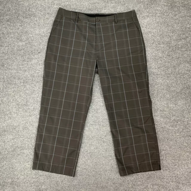 Under Armour Pant Mens 38 Grey Plaid Stretch Moisture Wick Straight Leg Relaxed 2