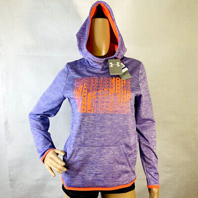 Under Armour Cold Gear Loose Girls YXL Hoodie Jacket Spell Out Purple Neon New