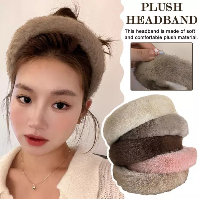 Women Faux Fur Hair Bands Wide Edge Plush Headband Hoop| Fluffy Lady Winter A8U4