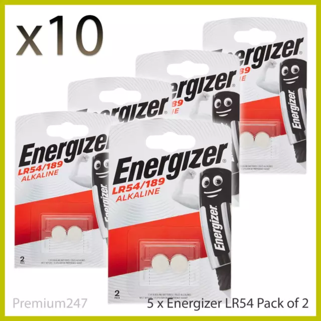 10 x Energizer LR54 1.5V Alkaline Battery 189, AG10, V10GA LR1130 D189A 389