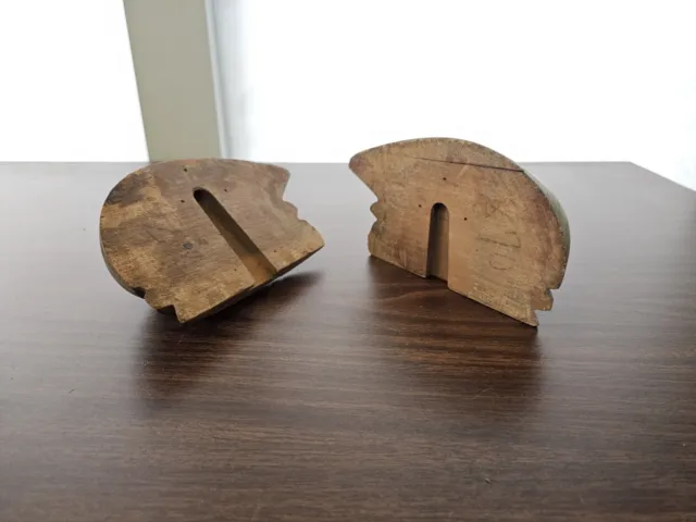 Vintage 2 Piece Wooden Hat Mold Block Form Millinery Puzzle Parts Only