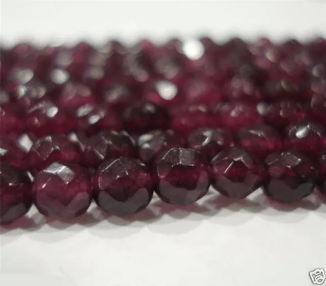 Genuine Natural 4mm Faceted Dark Red Ruby Gemstone Round Loose Beads 15 inches