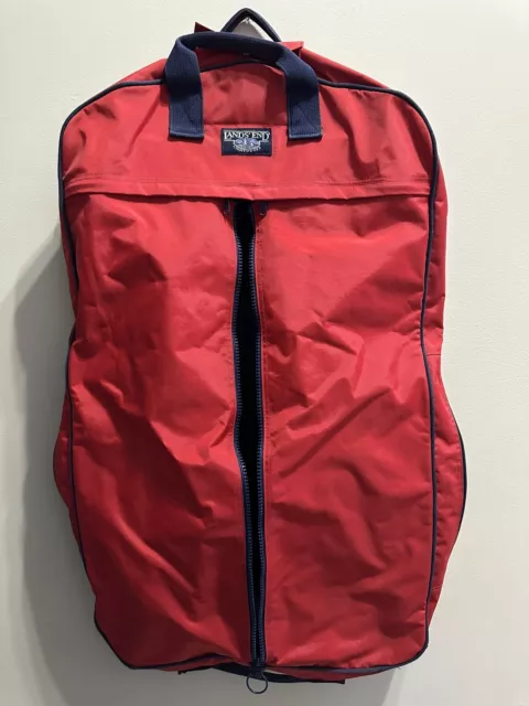 Vtg Lands' End Red Square Rigger Fold Foldable Garment Bag USA Luggage