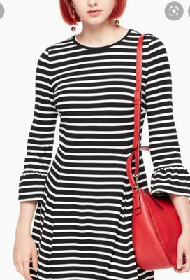 Kate Spade Broome Street Striped Dress Sz XS Knit Stripes Black