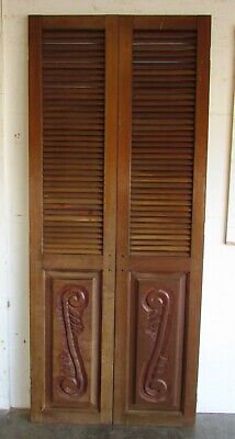 Antique Carved Pair Mexican #51-Primitive-35 x 83 x 1.5-Barn Doors-Rustic