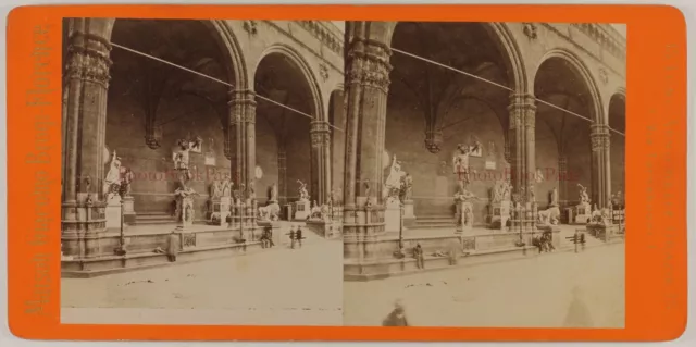 Italien Loggia die Lanzi Florenz c1880 Foto Stereo Vintage Albumin P46L4n