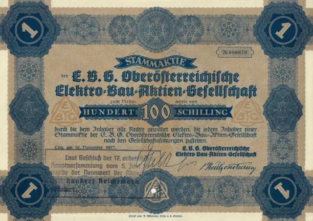 E.B.G. Oberösterreichische Elektro-Bau-Aktien-Gesellschaft, Linz, 1937