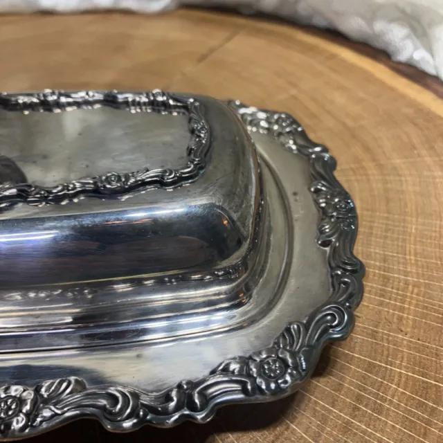 RARE WM. A. Rogers Silverplated Butter Dish, Cover & Glass Butter Dish. 3 Pieces 3