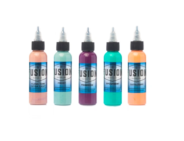 Pastel Floral Set - FUSION Tattoo Inks - 5 Basic Colors of 1/2 oz 15 ml Bottles