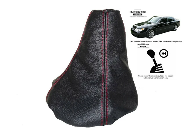 Gear Shift Gaiter per Saab 9-5 1997-2010 vera pelle nera cuciture rosse