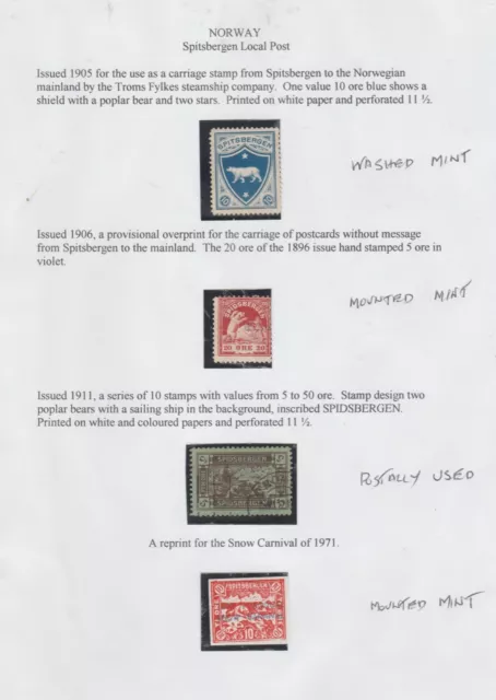 Norway-1905-1911  Spitsbergen Local Post various different carriage stamps